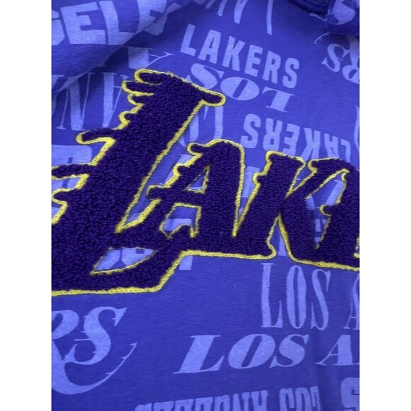 Los Angeles Lakers Purple Allover Logo Hoodie & Wide Leg Sweatpants Fit L-XL - Picture 4 of 16
